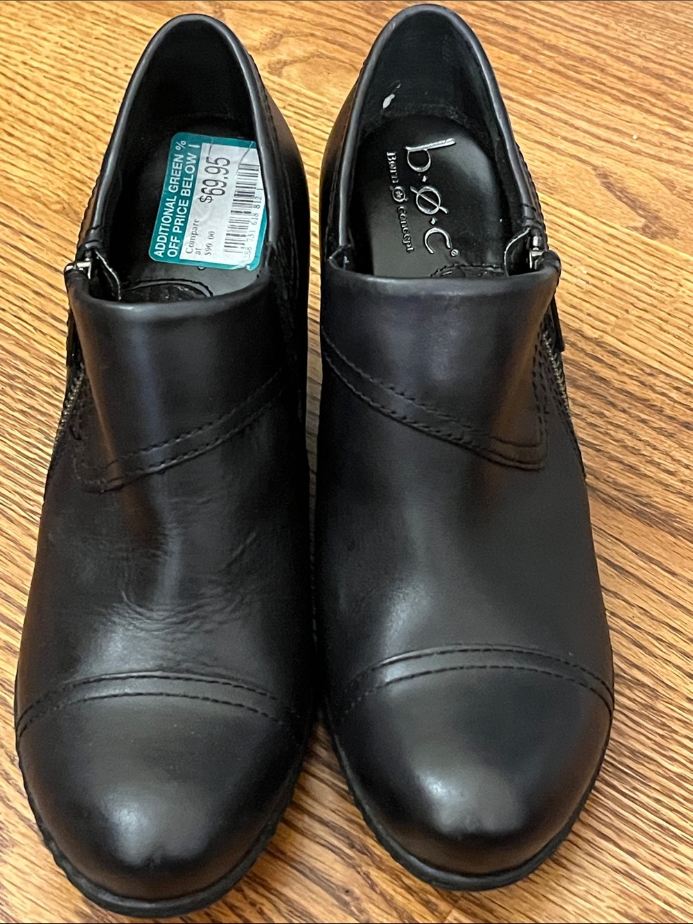 boc heeled leather loafer bootie black Sz 6.5